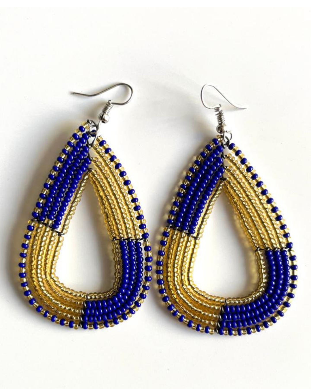 Brincos Maasai - Gota - Azul - Ouro