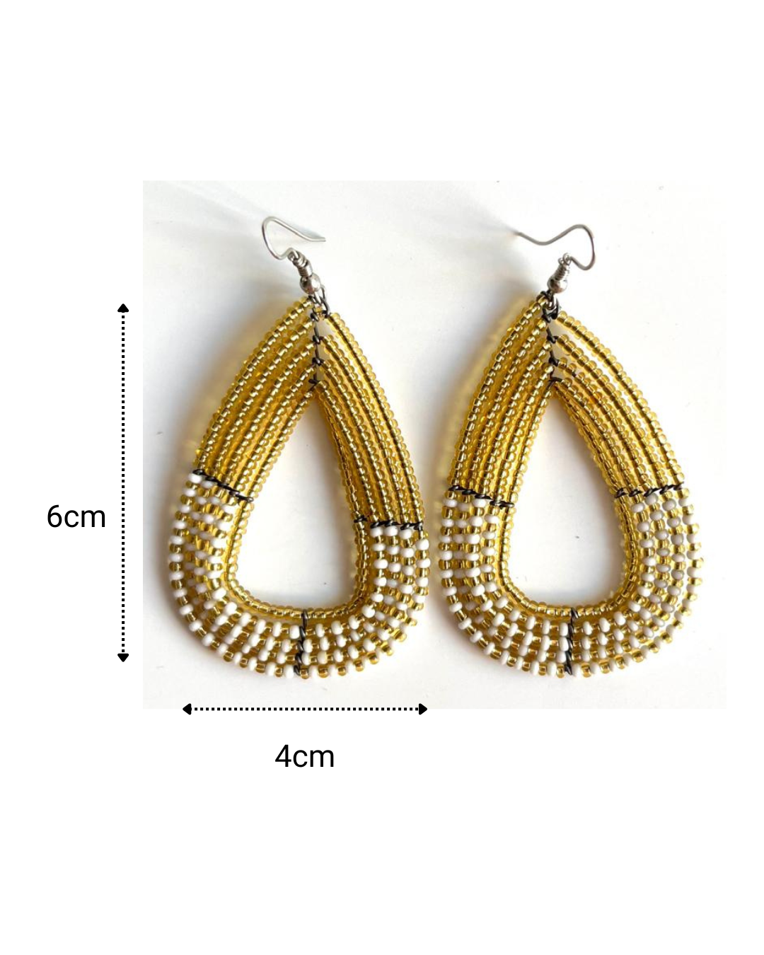 Brincos Maasai - Gota - Ouro - Branco