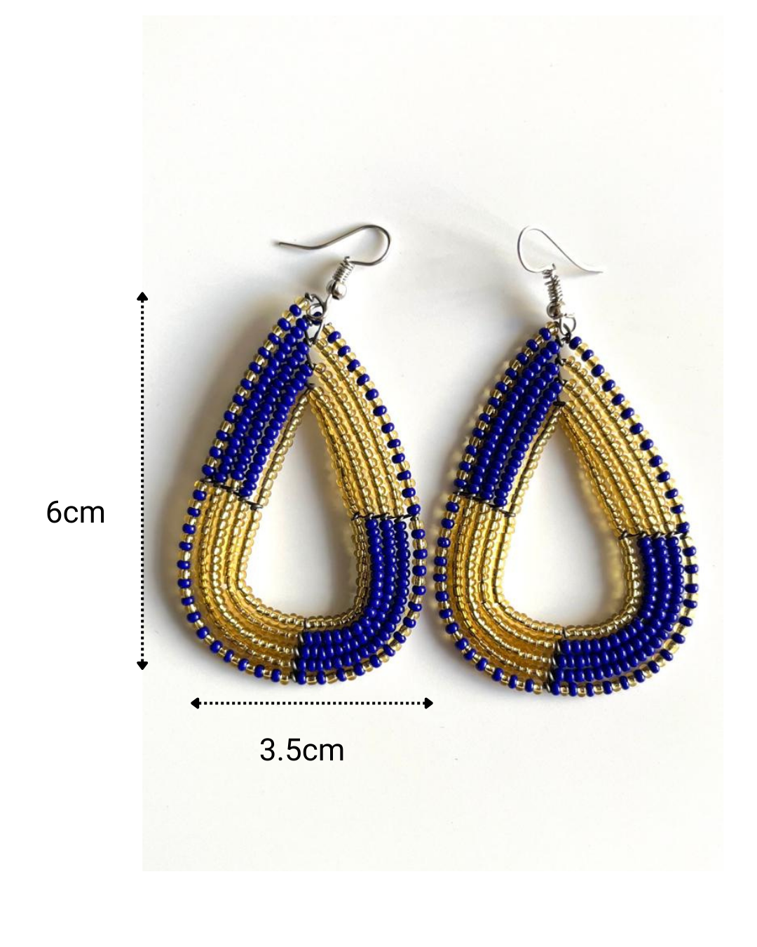 Brincos Maasai - Gota - Azul - Ouro