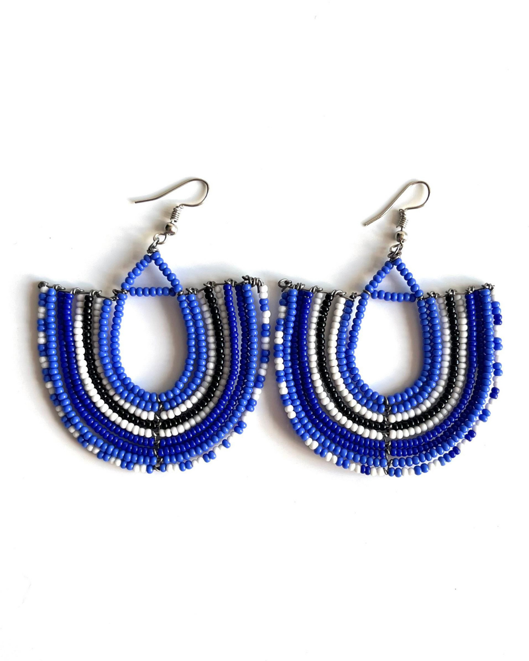 Brincos Maasai - Meia Lua- Azul
