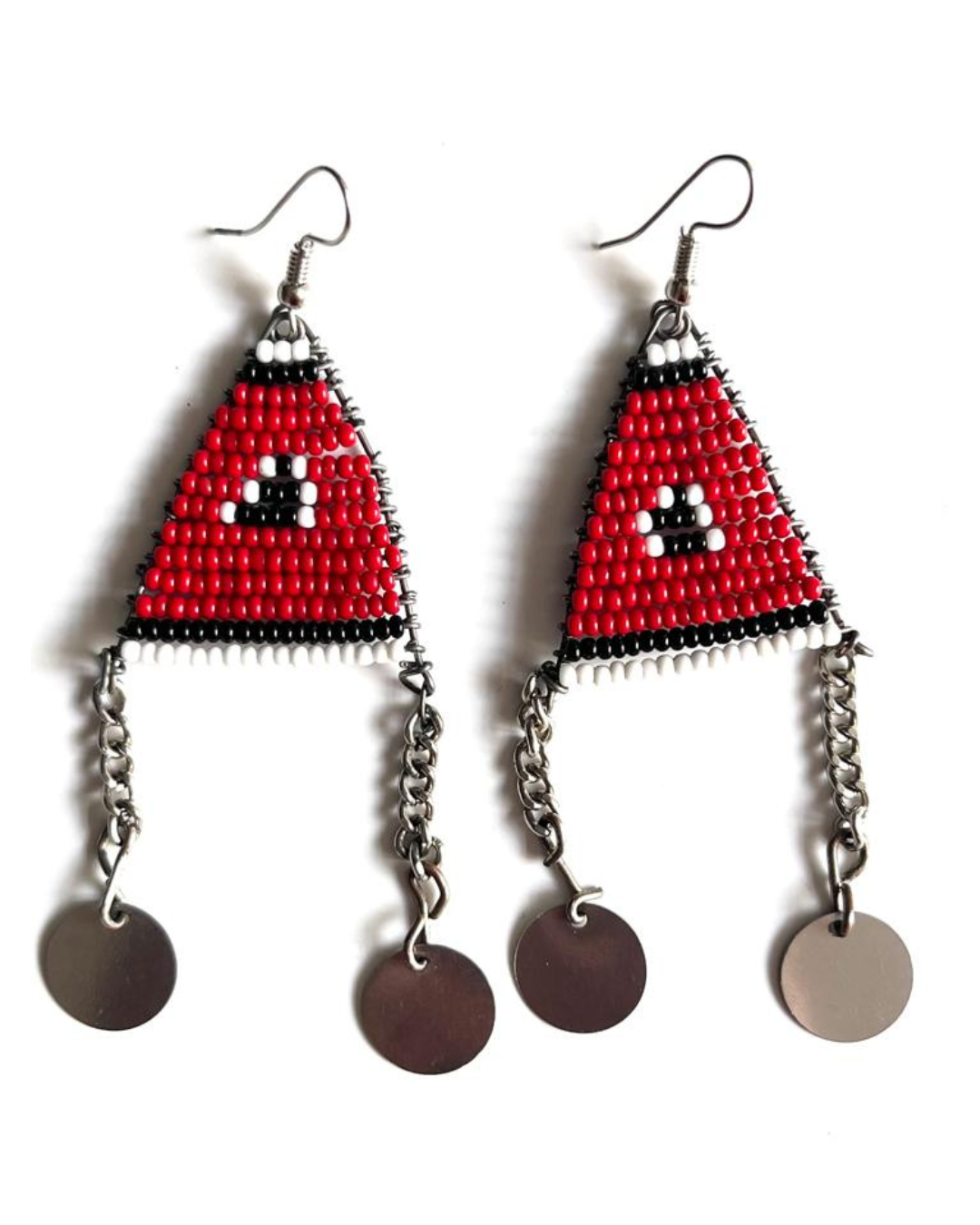 Brincos Tradicionais Maasai - Vermelho - Triangular