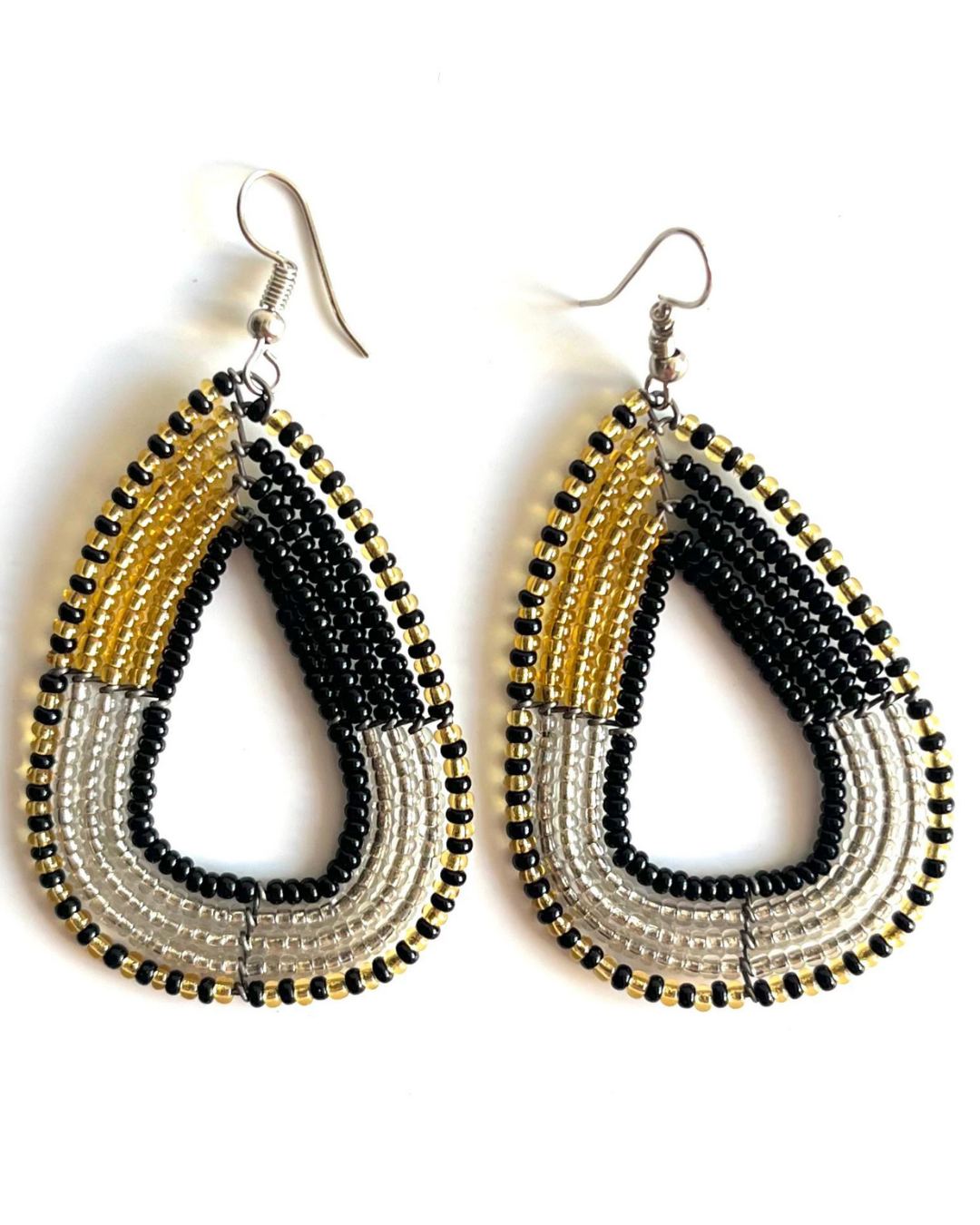 Brincos Tradicionais Maasai - Gota - Ouro - Preto