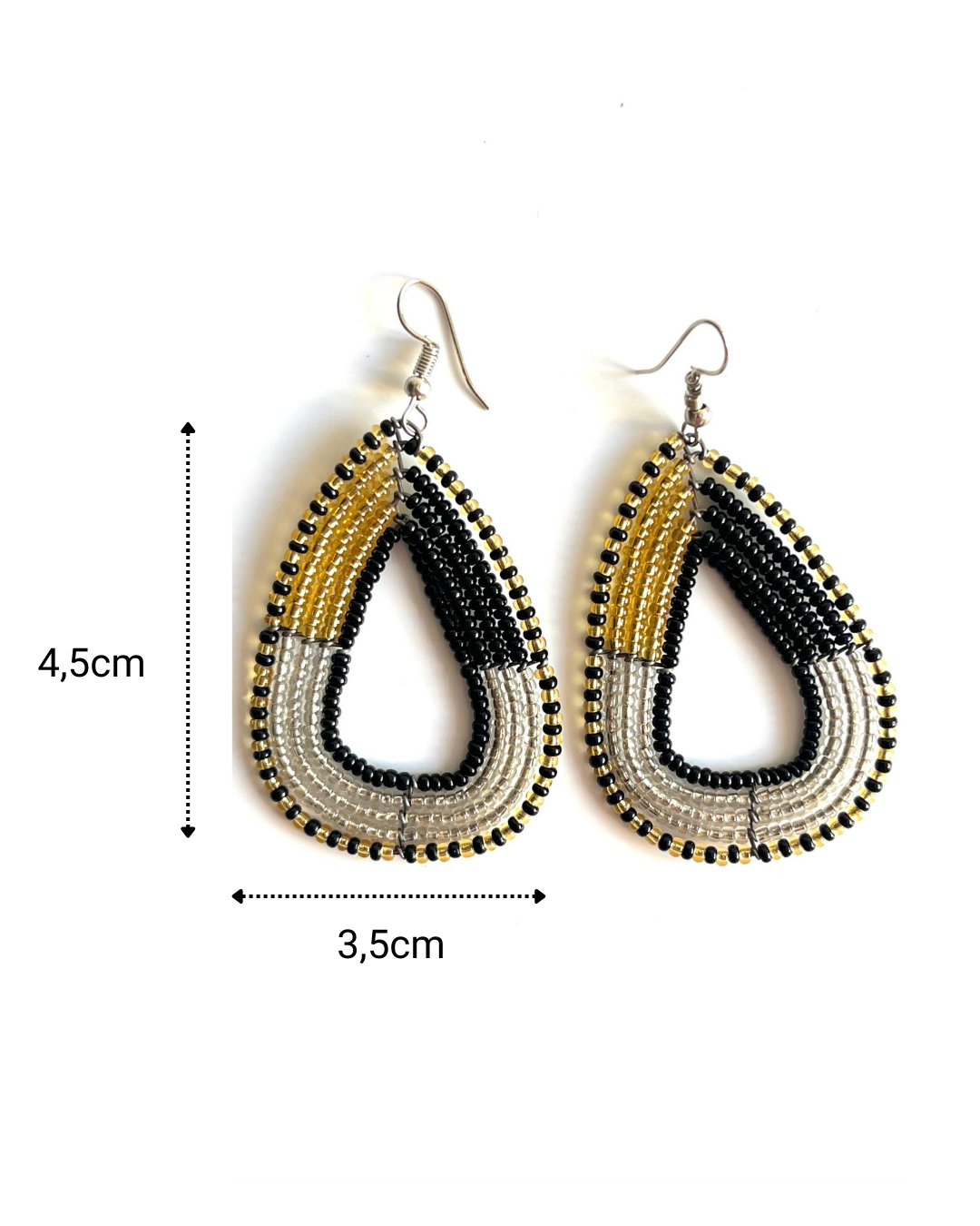 Brincos Tradicionais Maasai - Gota - Ouro - Preto