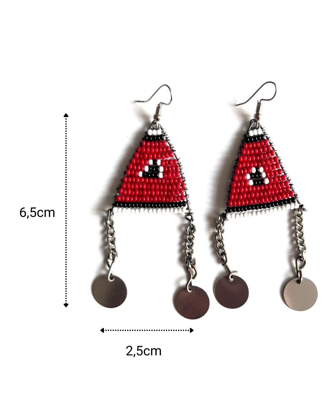 Brincos Tradicionais Maasai - Vermelho - Triangular