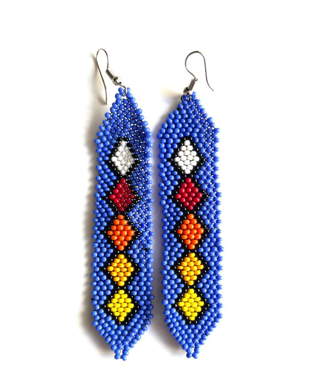 Traditional Maasai Earrings - Long Circular - Light Green