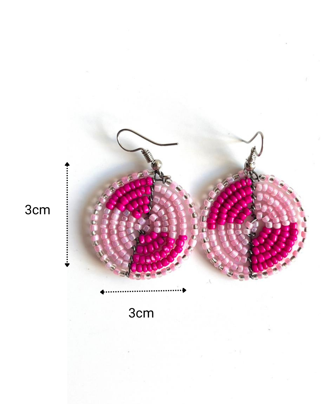 Brincos Maasai - Circular - Rosa Escuro