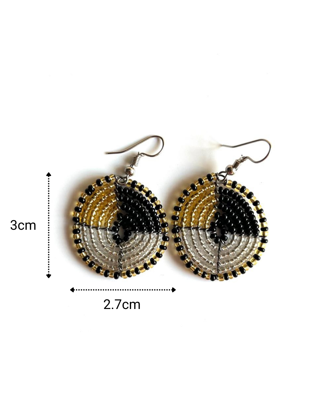 Brincos Maasai - Circular - Preto - Ouro