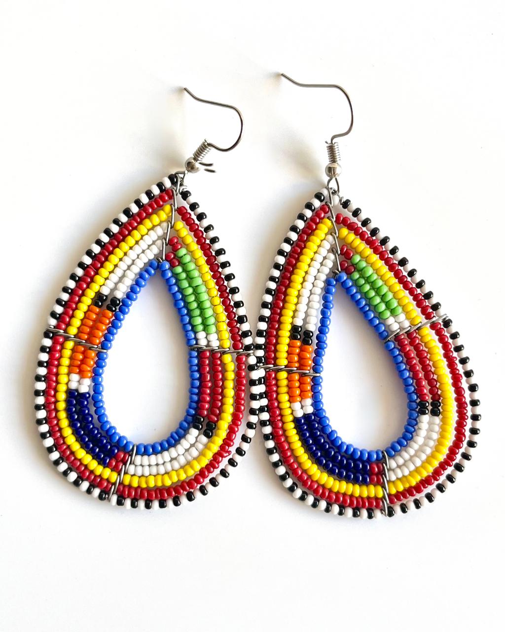 Brincos Tradicionais Maasai - Gota - Azul