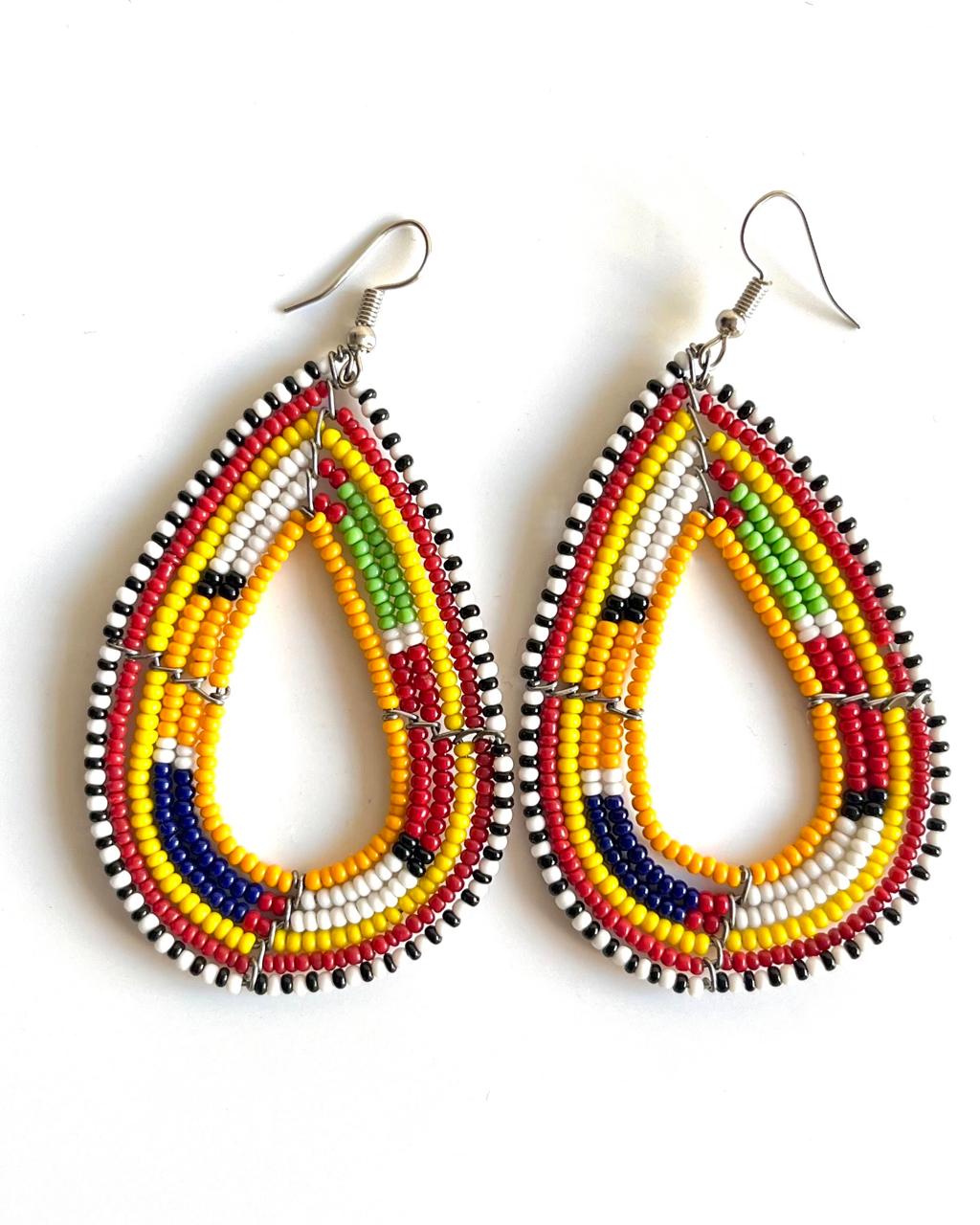 Brincos Tradicionais Maasai - Gota - Amarelo Mostarda