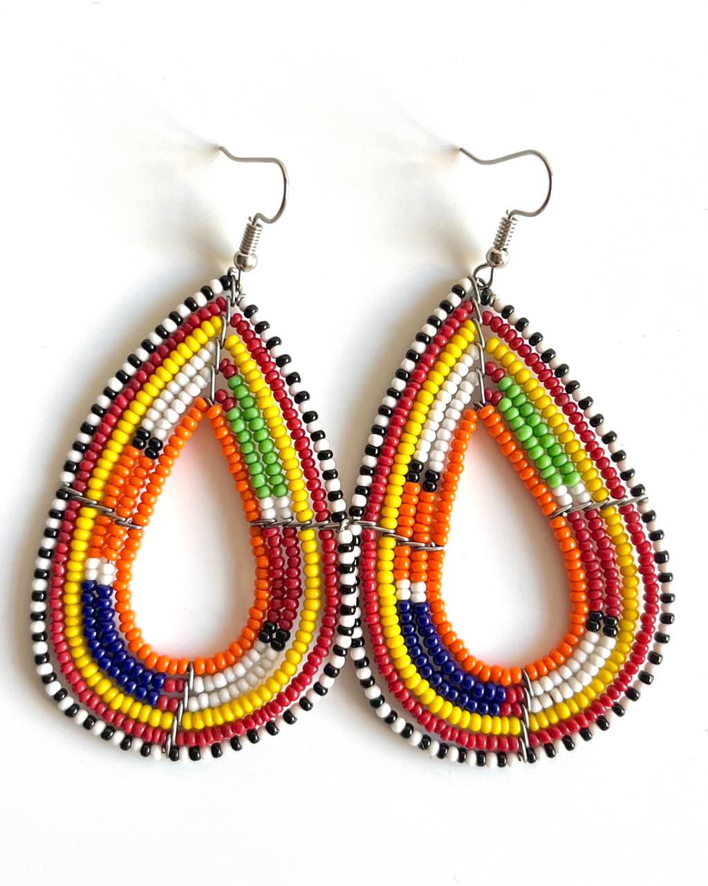 Brincos Tradicionais Maasai - Gota - Laranja