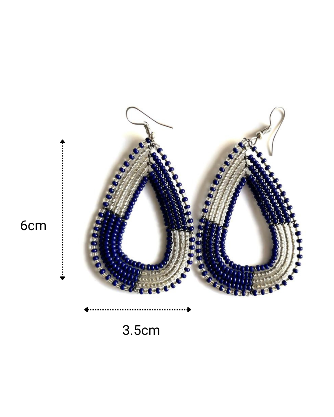 Brincos Maasai  - Gota - Azul - Cinza