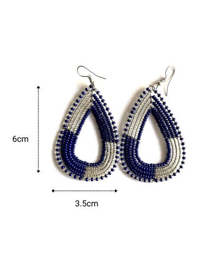 Brincos Maasai  - Gota - Azul - Cinza