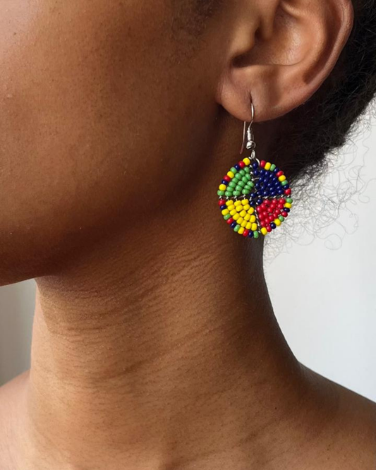 Brincos Maasai - Circular - Multicolorido