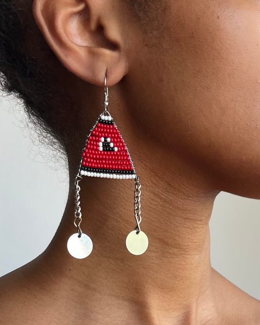 Brincos Tradicionais Maasai - Vermelho - Triangular