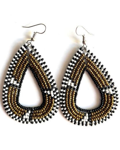 Brincos Maasai - Gota - Ouro - Preto