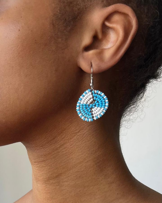 Brincos Maasai - Circular - Azul Claro