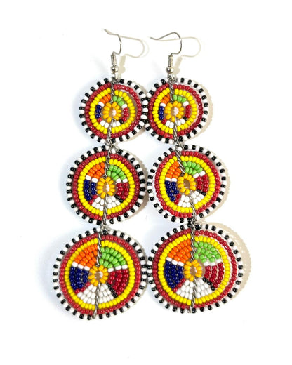 Brincos Tradicionais Maasai - Circular Longo - Amarelo Mostarda