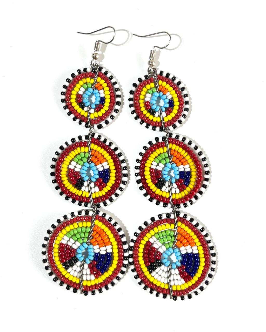 Brincos Tradicionais Maasai - Circular Longo - Azul Claro