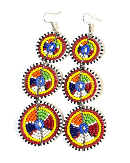 Brincos Tradicionais Maasai - Circular Longo - Azul